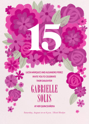 Flores Pintadas - Quinceañera Invitation by Paperless Post