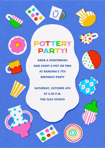 Painted Pottery - Birthday Invitation by Hello!Lucky