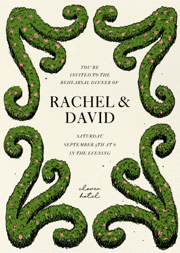 Topiary Delight - Rehearsal Dinner Invitation by Joana Avillez