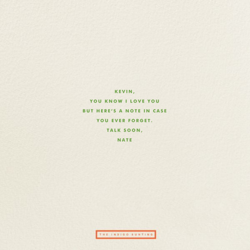 Olive You - Love and Romance Card by The Indigo Bunting - Back