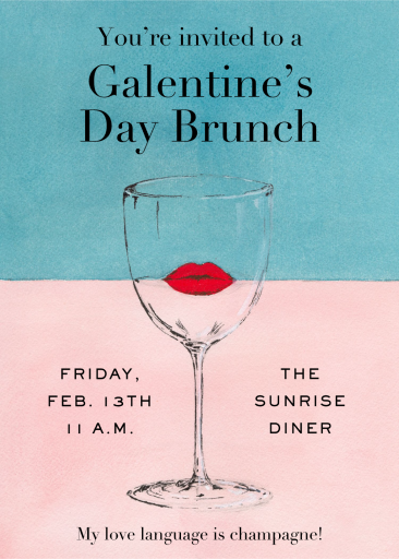 Lips and Champagne Glass Invitation