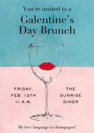 Lips and Champagne Glass Invitation