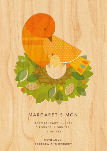 Bird and Baby - Announcement by Petit Collage