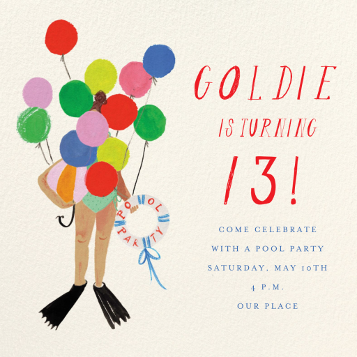Balloons and Flippers - Birthday Invitation by Mr. Boddington's Studio
