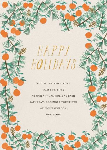 Citrus and Pine - Christmas Party Invitation by Mr. Boddington's Studio
