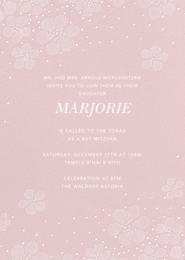 Blossoms on Tulle I Tall - Bar & Bat Mitzvah Invitation by Oscar de la Renta