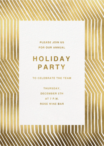 Gold Stripe Border - Corporate Holiday Party Invitation by Marimekko