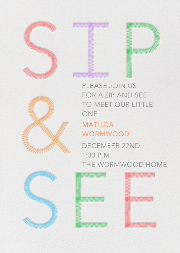 Sip & See Stitch - Sip and See Invitation by Paperless Post