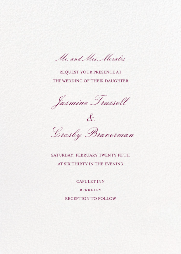 Classic Textured Script - Wedding Invitation by Crane & Co.