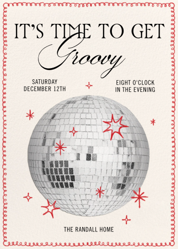 Retro Santa Disco Ball Invitation