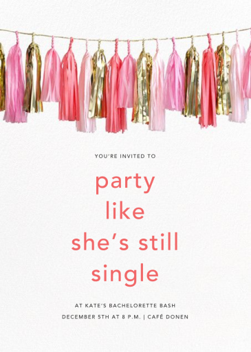 Glimmer (Tall) - Bachelorette Party Invitation by CONFETTISYSTEM