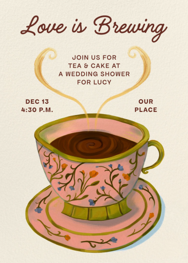 Floral Tea Cup Wedding Invitation