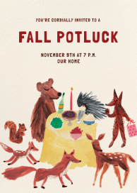 Forest Animal Potluck Invitation