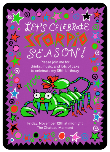 Zodiac Doodles - Birthday Invitation by Gentle Thrills