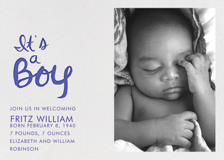 Brilliant Boy Photo - Birth Announcement by Linda and Harriett