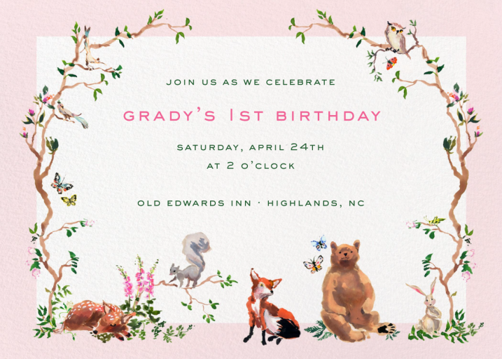 Watercolor Forest (Inslee Fariss) - Birthday Invitation by Dogwood Hill
