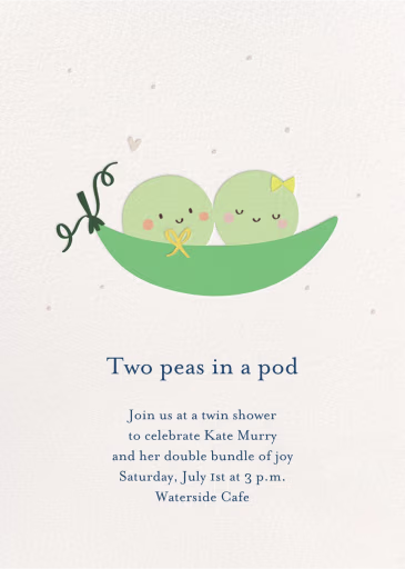 Twin Peas - Baby Shower Invitation by Little Cube