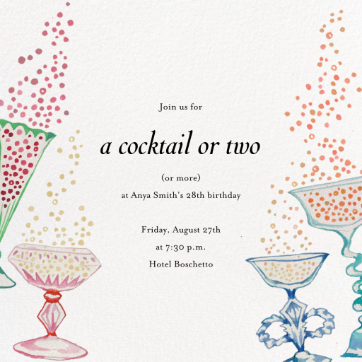 Bubbly Cocktails - Birthday Invitation by Happy Menocal