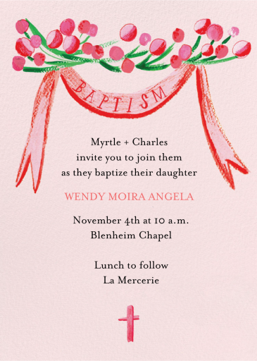 Blooming Banner - Baptism & Christening Invitation by Mr. Boddington's Studio