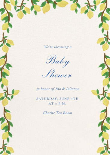Lemon Border - Baby Shower Invitation by Ten Story Stationery