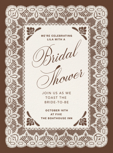 Blue Lace Border Wedding Invitation