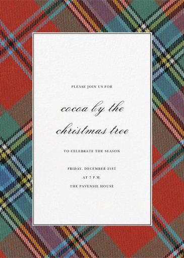 Tartan Plaid Border (Tall) - Christmas Party Invitation by Oscar de la Renta