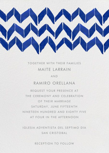Big Zig Zag - Wedding Invitation by Linda and Harriett