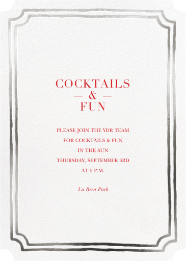 Double Border Indented Corners - Cocktail Party Invitation by Sugar Paper