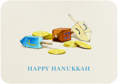 Dreidels and Gelt - Hanukkah Card by Felix Doolittle