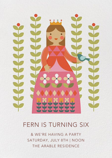 Princess and Flora - Birthday Invitation by Petit Collage