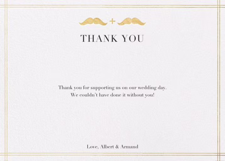 Lips and Stache (Wedding Stationery) - Thank You Card by Jonathan Adler