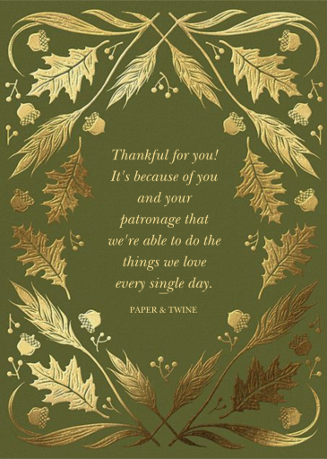 Foil Foliage - Business Thanksgiving Card by Paperless Post