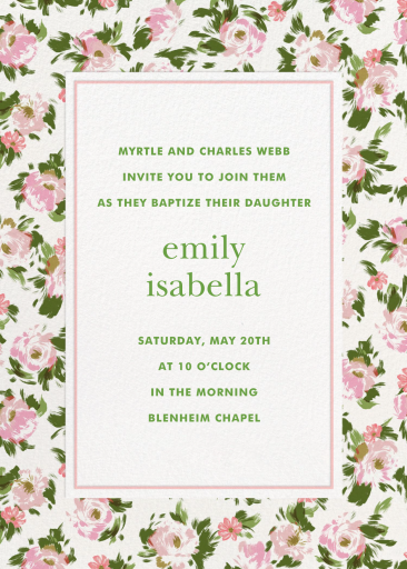 Antique Floral Border - Baptism & Christening Invitation by kate spade new york