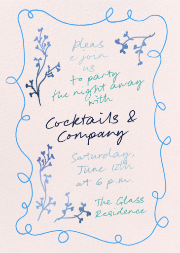 Something Blue Flowers - Cocktail Party Invitation by Pulp Templates Co.