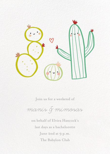 Prickly Pals - Bachelorette Party Invitation by Little Cube