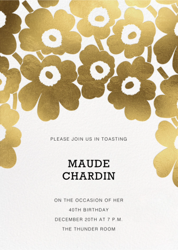 Gold Unikko - Birthday Invitation by Marimekko