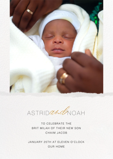 Torn Edge (Photo) - Bris/Baby Naming Invitation by Paperless Post