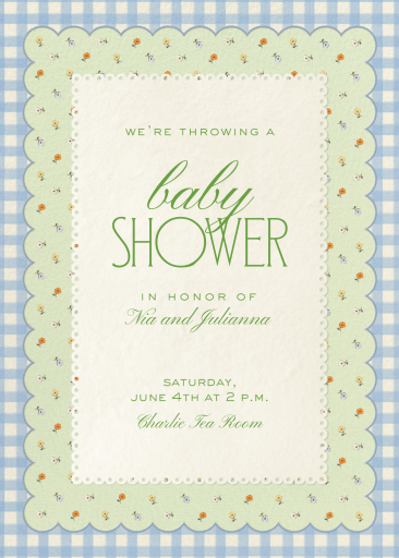 Gingham Floral Baby Shower Invitation
