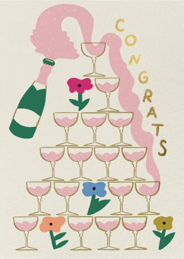 Champagne Tower & Flowers Congrats Card