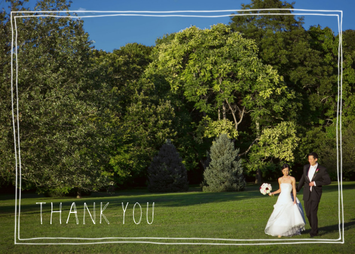 Double Hand Drawn Bordered - Thank You Card by Linda and Harriett