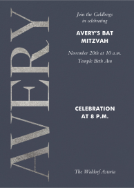 Luxe Lettering - Bar & Bat Mitzvah Invitation by Paperless Post
