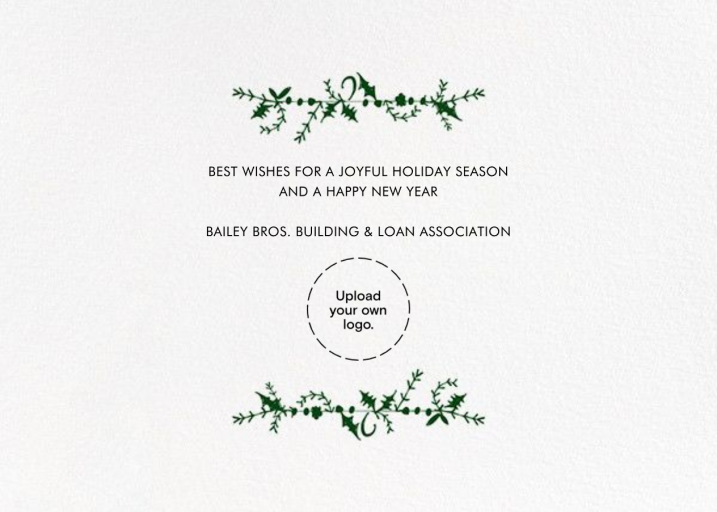 Holly on the Banister - Holiday Card by Mr. Boddington's Studio - Back