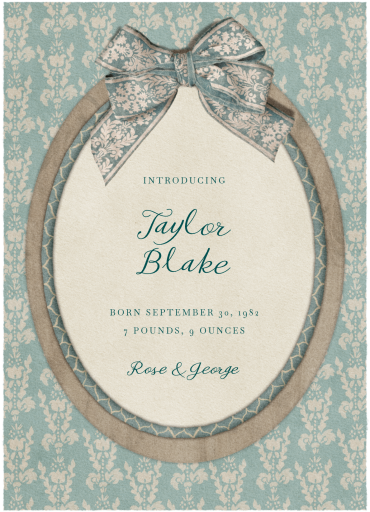 Baroque Bow - Birth Announcement by Fin Fellowes