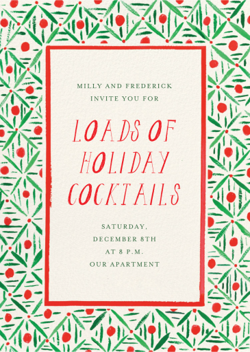 Red and Green Pattern - Holiday Party Invitation by Mr. Boddington's Studio