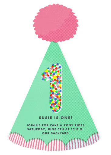 Party Hat Cutout (One) - Birthday Invitation by Hello!Lucky