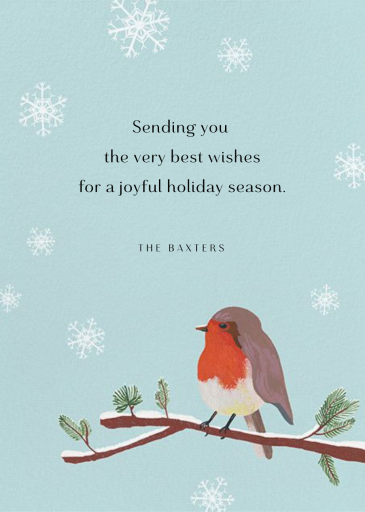 Robin Red Breast - Holiday Card by Paperless Post