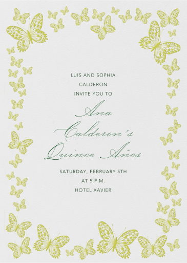 Butterfly Border - Quinceañera Invitation by Bernard Maisner