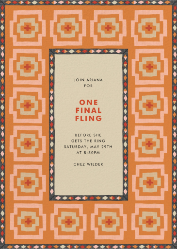 Geometric Patterned Border - Bachelorette Party Invitation by Jungalow