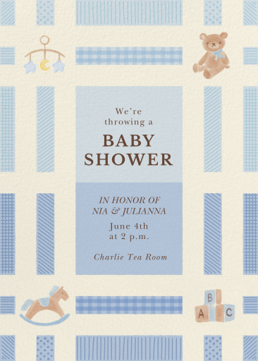 Blue Quilt Baby Shower Invitation