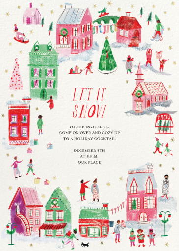 Merry Village - Holiday Party Invitation by Mr. Boddington's Studio